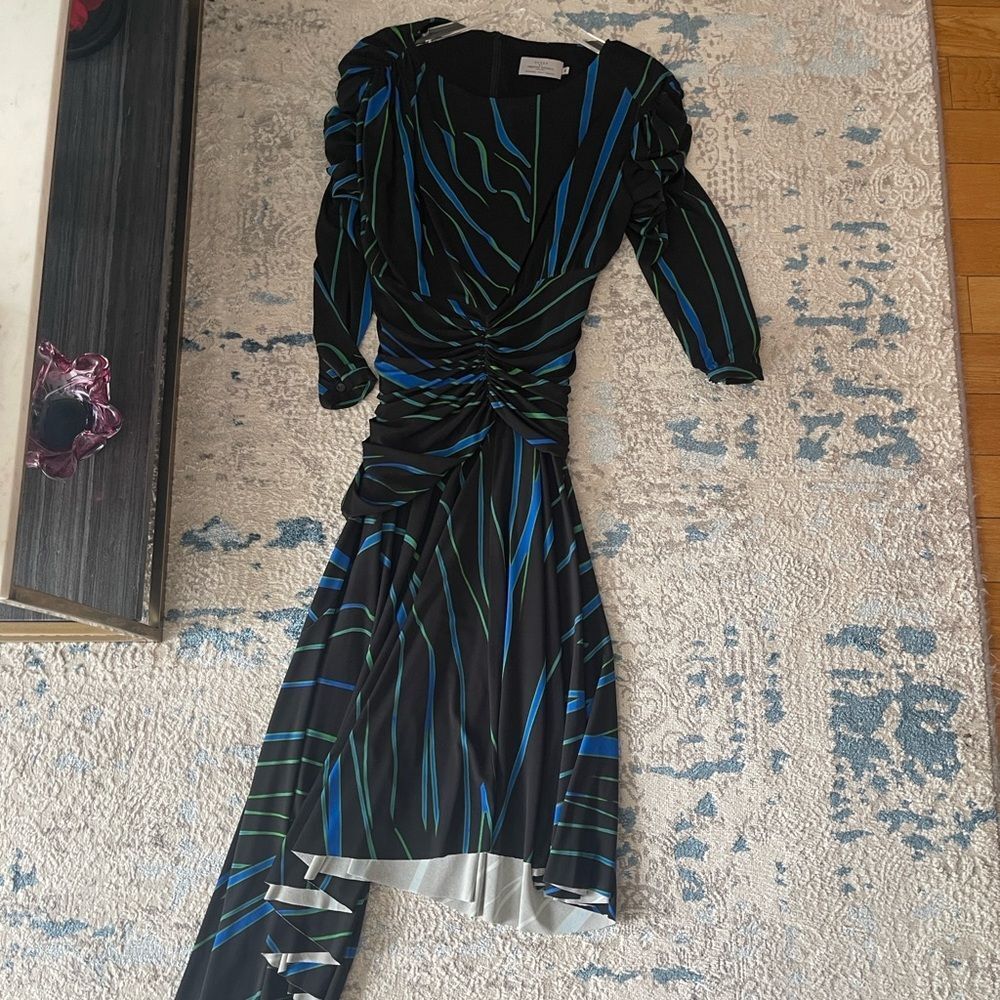 Preen by Thornton Bregazzi Black Dress with Blue and Green Accents - Picture 3 of 4
